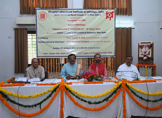 From L to R - Prof. Vijay Kumar Jain, Director, BLII; Prof. Shrinivas Varakhedi, VC, CSU; Prof. Sachchidanand Mishra, MS, ICPR; Prof. Jitendra B. Shah, Vice Chairman, BLII